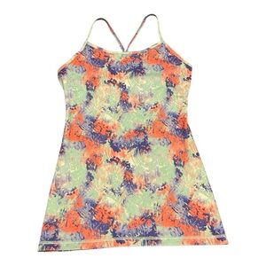 Ivivva By Lululemon Power Y Tank Top Size 12 Girls Blue Coral Mint Dance Workout